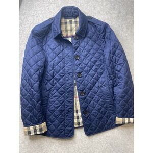 Burberry Navy Quilted Nova Check Lined Jacket Size XS